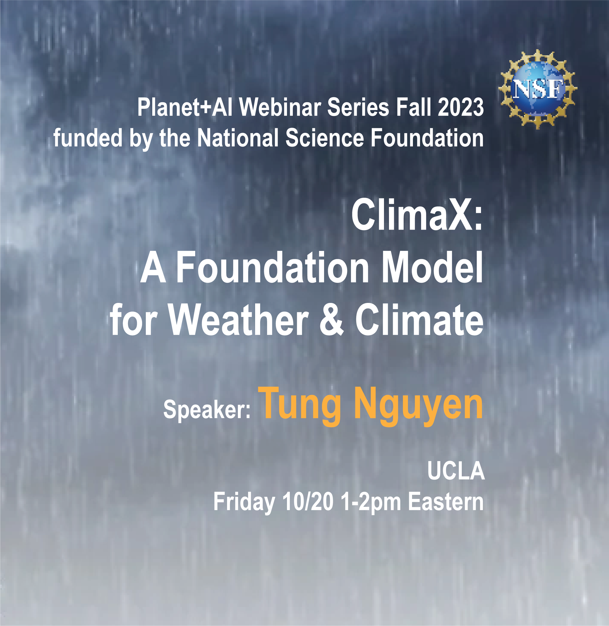 Webinar on Oct 20: ClimaX: A Foundation Model for Weather & Climate